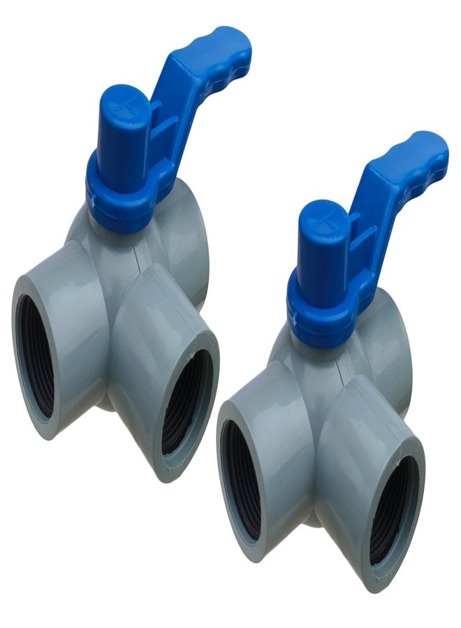 ES EKSAFAR ESEKSAFAR 2pc T-Way Female PVC BSP Thread Ball Valve 3/4 inch (20mm) for 26.44mm outer diameter pipe fitting - Image 1